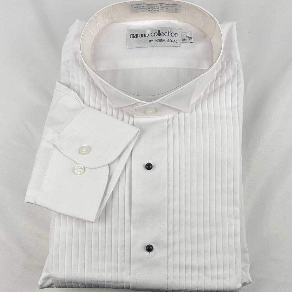 NWT Martino Collection White Dress Shirt for Men Formal Wear Tuxedo Size L 36-37